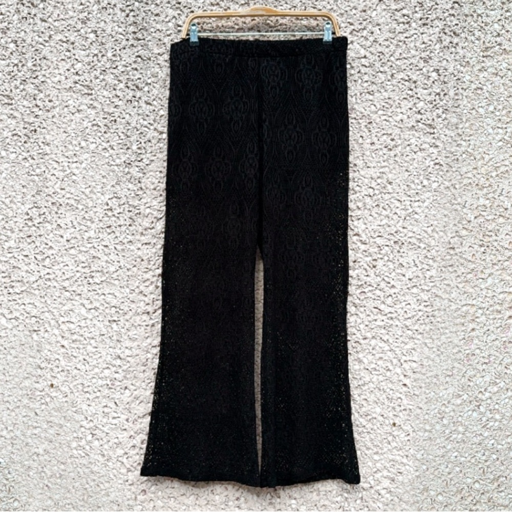 Black Crochet Beach Pants with Built in Shorts